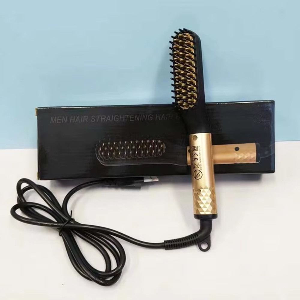 Electric Beard Comb, Beard Curly Straight Hair Brush Mens Styling, Straightener Comb Hair Straightening Curling Iron