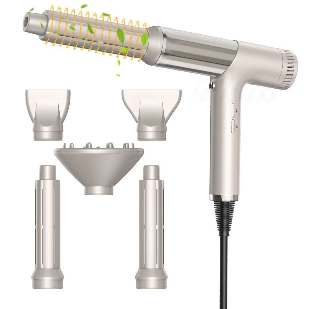 Noise Reducing Ionic Hair Dryer And Straightening Brush FiveinOne High Power Fast Airflow 4