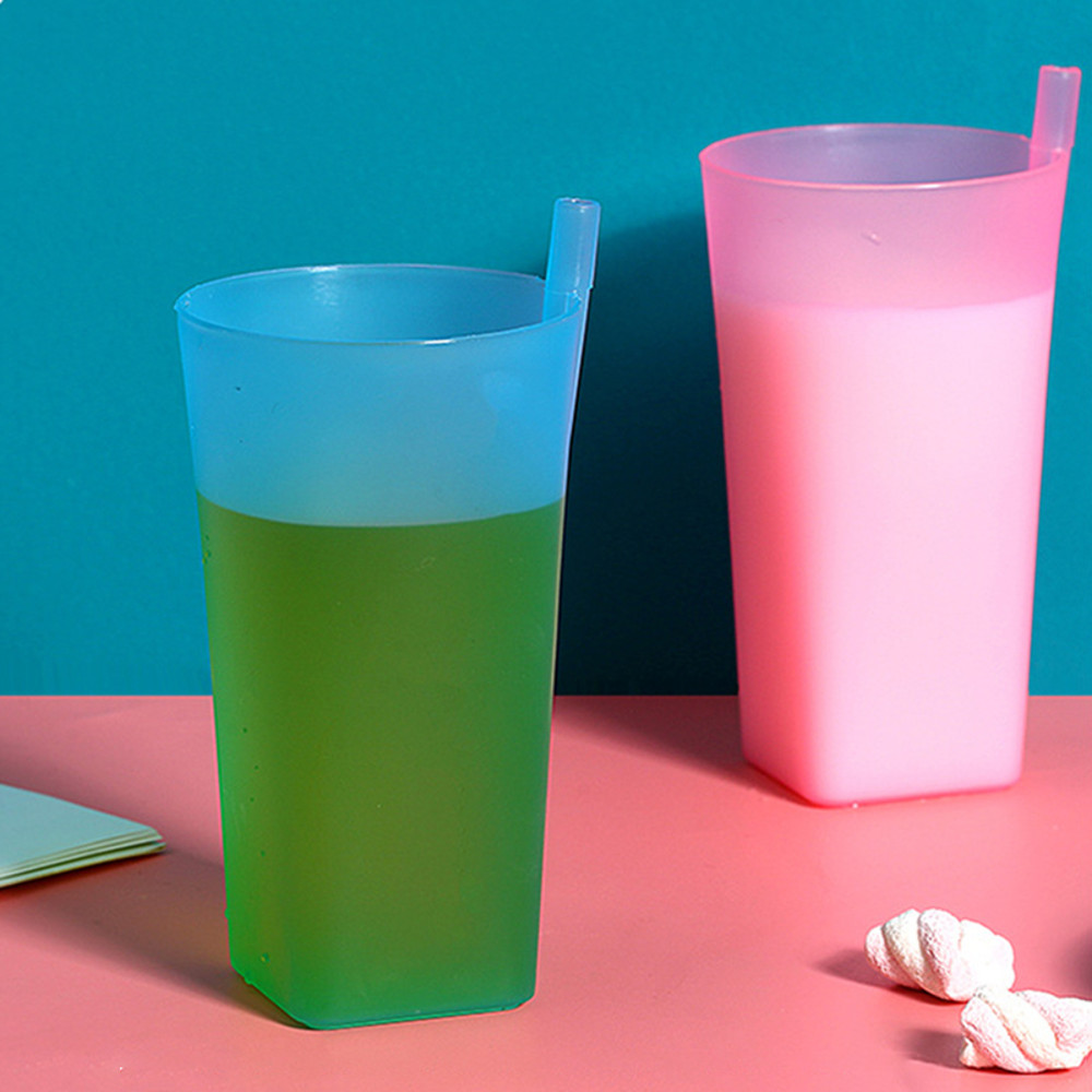 Children Infant Sip Cup Water Bottle With Built In Straw FoodGrade Plastic Integrated Straw Cup Kid 4