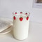 High Borosilicate Strawberry Glass Cup, Cute Nana Milk, Water Drinking Glass with Straw, Thickened