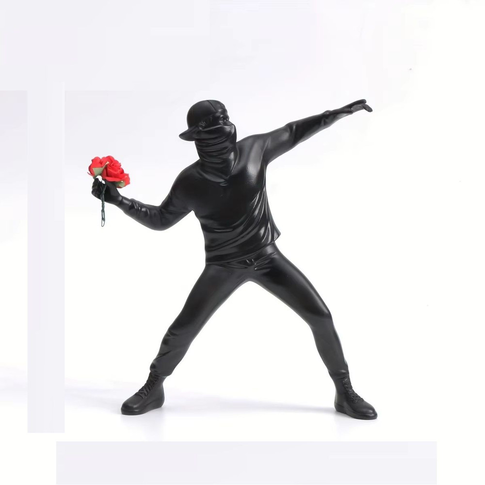 Resin Flower Thrower Statue Banksy Sculptures Decorative Figurine Home Desk Accessories Bomber Coll 5