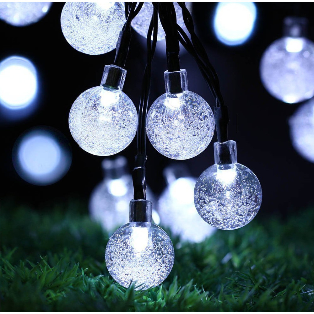 Solar Waterproof Bubble Ball String Lights, Outdoor Orb Water Drop Lamps for Patio, Christmas Holiday Party