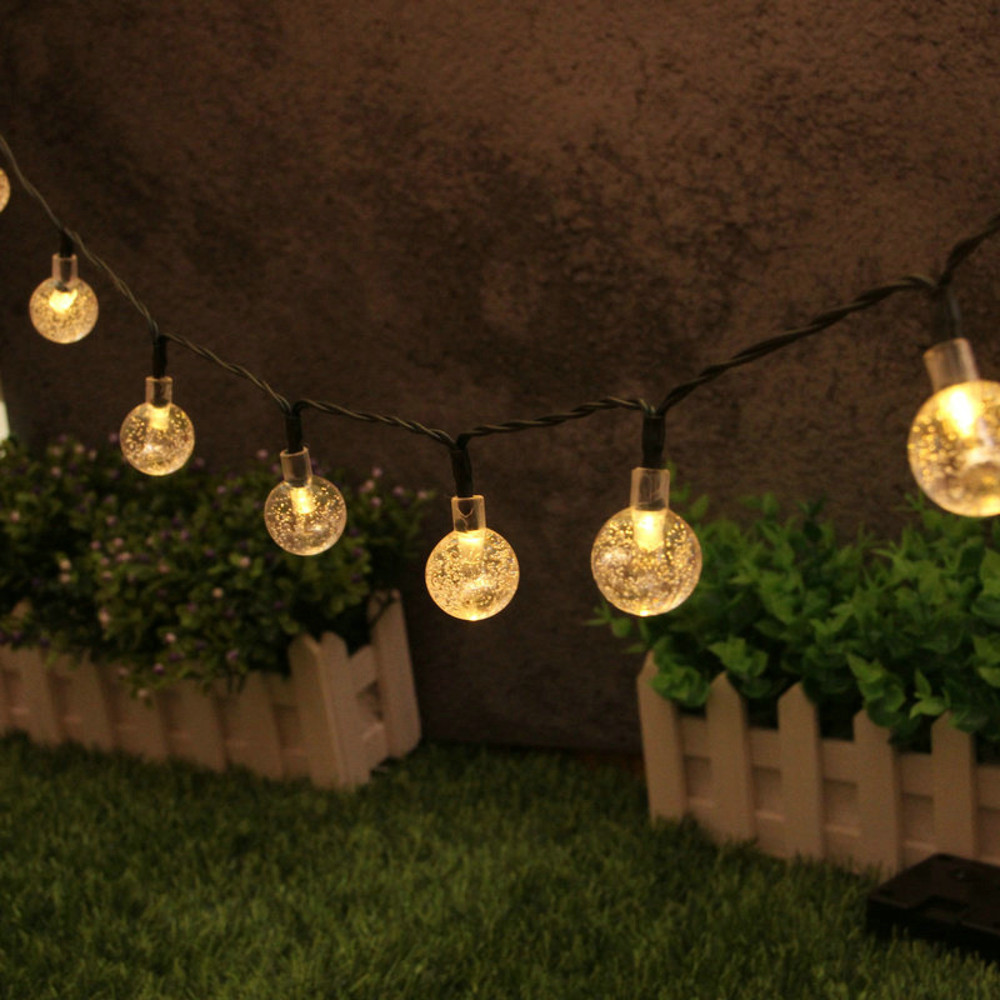 Solar Waterproof Bubble Ball String Lights, Outdoor Orb Water Drop Lamps for Patio, Christmas Holiday Party