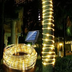 led waterproof solar rope light, outdoor fairy string lights for garden, lawn, yard, fence