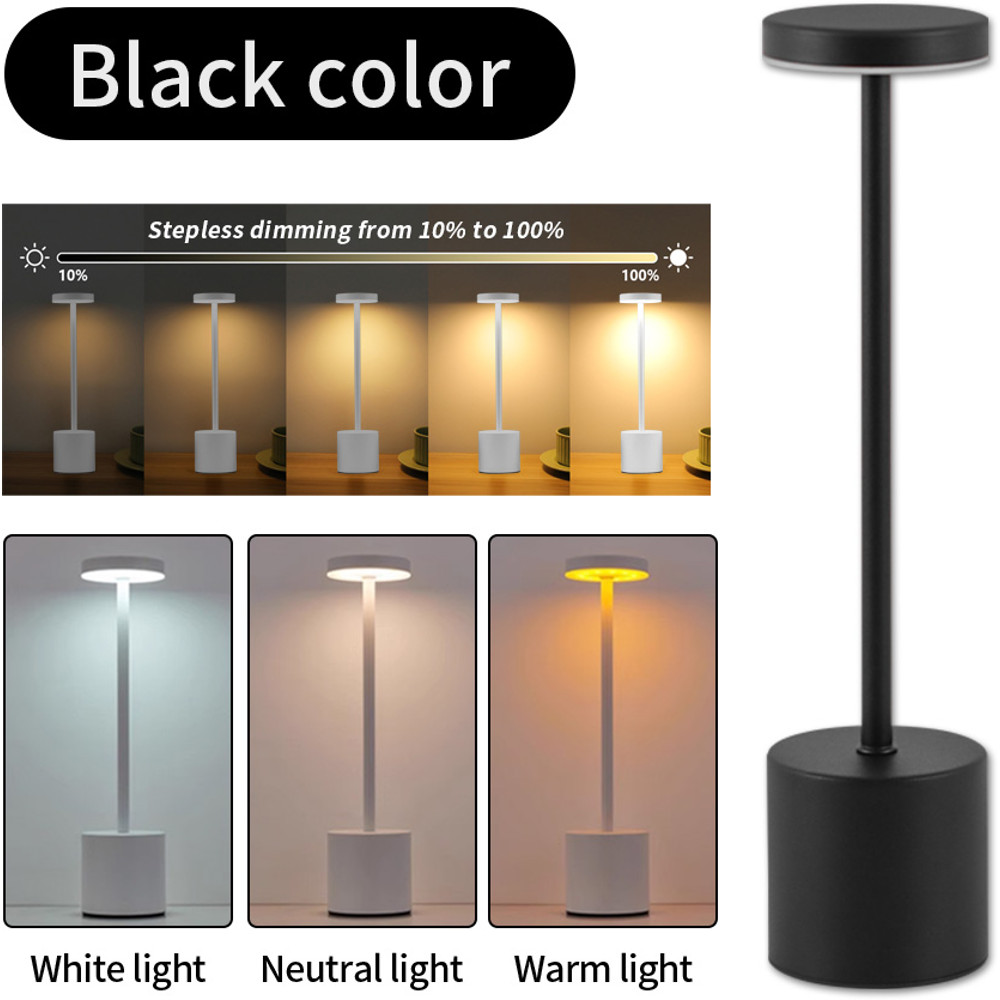 Classic USB Rechargeable Touch Sensor LED Table Lamp, 3-Color Dimming, Modern Desk Night Light