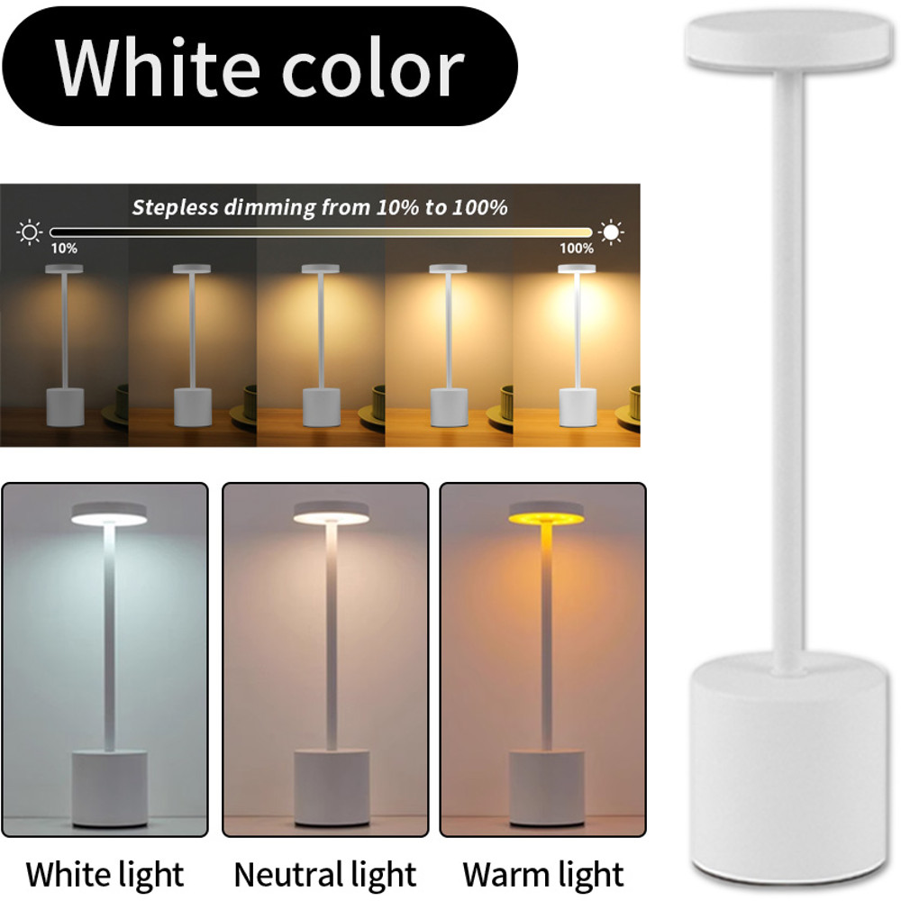 Classic USB Rechargeable Touch Sensor LED Table Lamp, 3-Color Dimming, Modern Desk Night Light