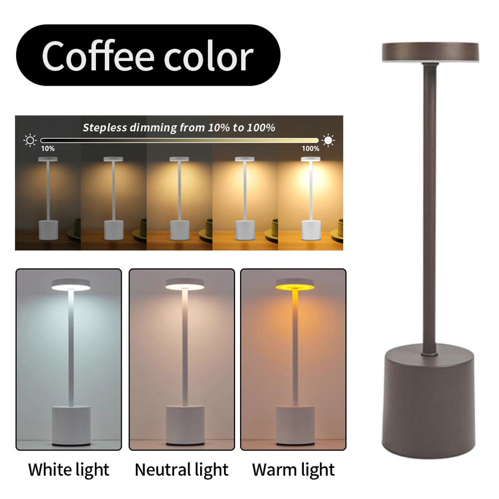 Classic USB Rechargeable Touch Sensor LED Table Lamp, 3-Color Dimming, Modern Desk Night Light