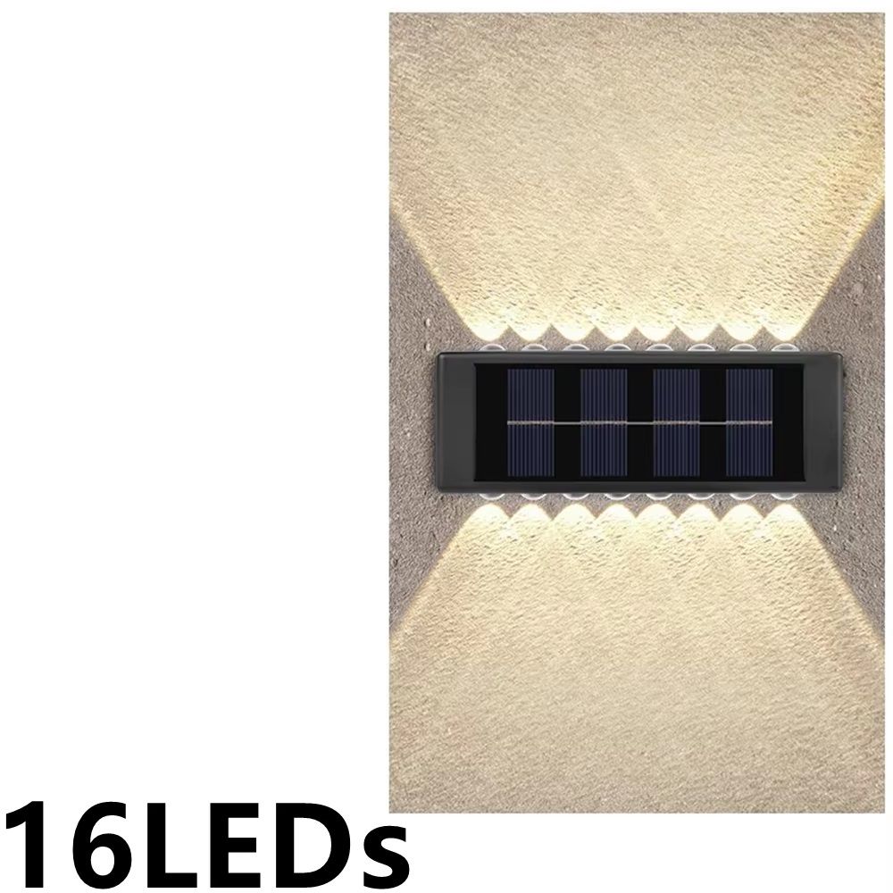 Solar Wall Lamp Outdoor Waterproof Light Warm Up And Down Lighting Garden Yard Balcony Decorative 7