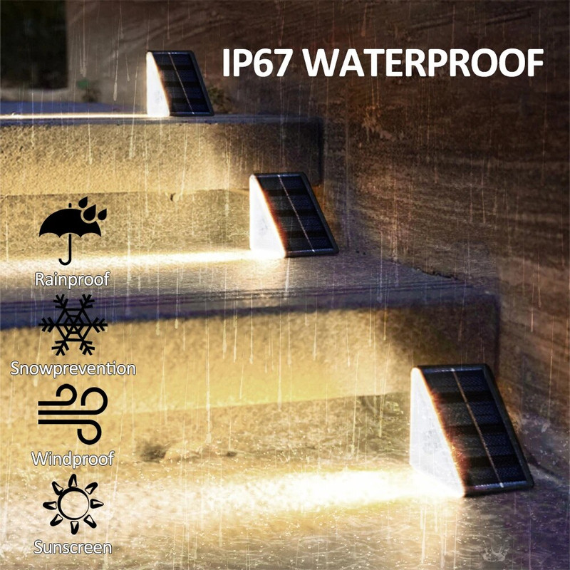 Outdoor Solar Step Lights, Waterproof, Warm White RGB, Auto On Patio Yard Driveway Porch Lighting