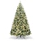 Christmas Tree Premium Snow Flocked Hinged Design Pre Lit Artificial Tree With Lights Holiday Style 1