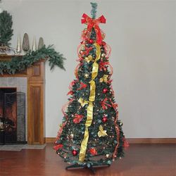 foldable pre decorated christmas tree, pop-up festive portable christmas tree, decoration home decor