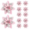 Christmas Flower Ornaments for Tree, Pink, Red, Gold Glitter Artificial Flowers for Xmas Home Decoration