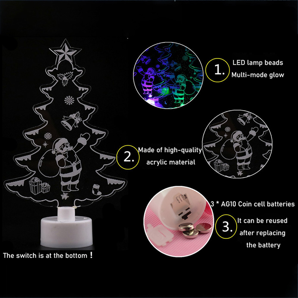 LED Mini Night Lights Colorful Flashing Snowman Lamp Christmas Ornament For New Years Decor 1