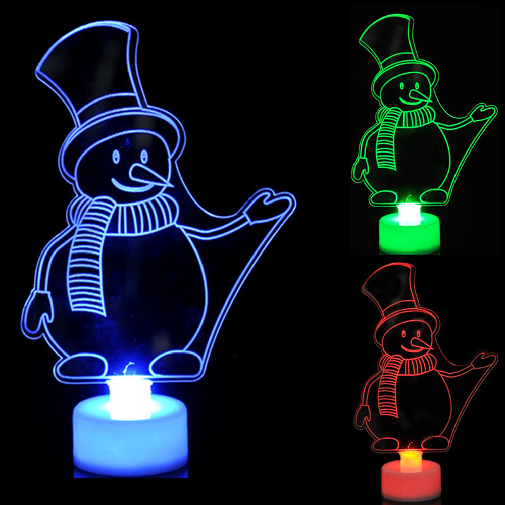LED Mini Night Lights Colorful Flashing Snowman Lamp Christmas Ornament For New Years Decor 2