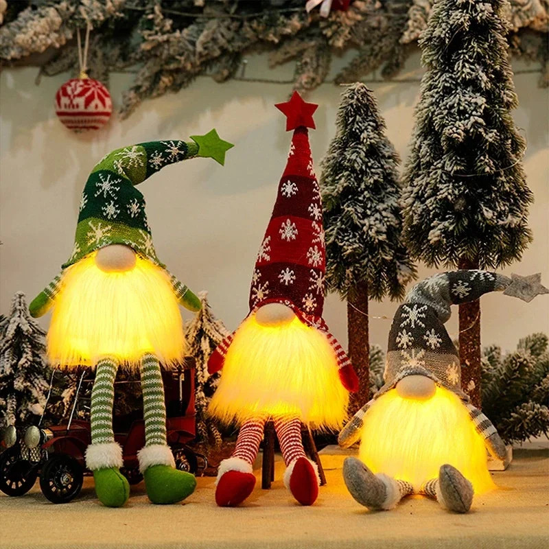 LED Light Plush Christmas Faceless Doll Gnome Ornaments Tree Pendant Decorations 2