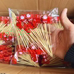 christmas fruit sticks, disposable bamboo sticks for xmas ornaments
