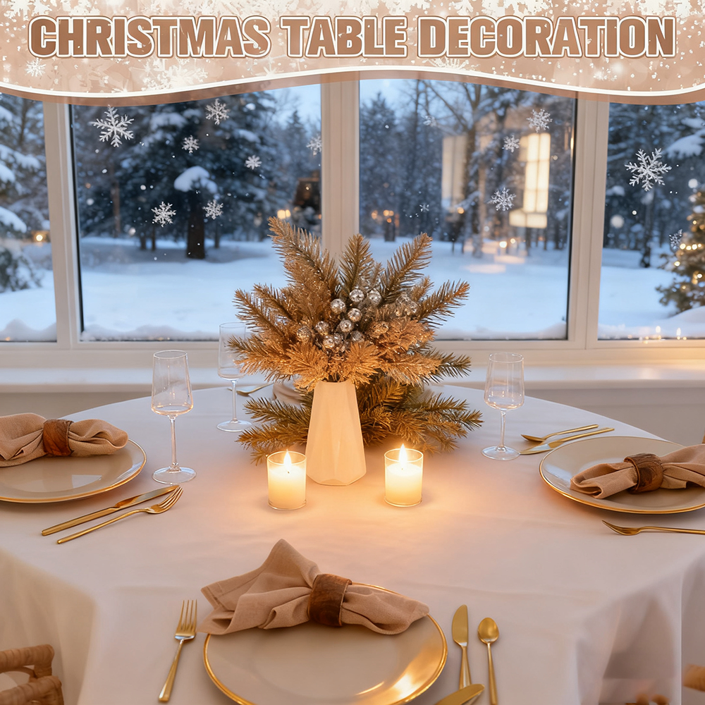 Artificial Berry Bouquets With Glitter Pine Needle Stalk Christmas Decoration Ornament DIY Wreath G 1