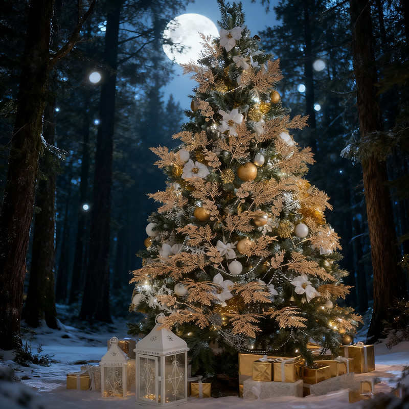 Artificial Berry Bouquets With Glitter Pine Needle Stalk Christmas Decoration Ornament DIY Wreath G 0