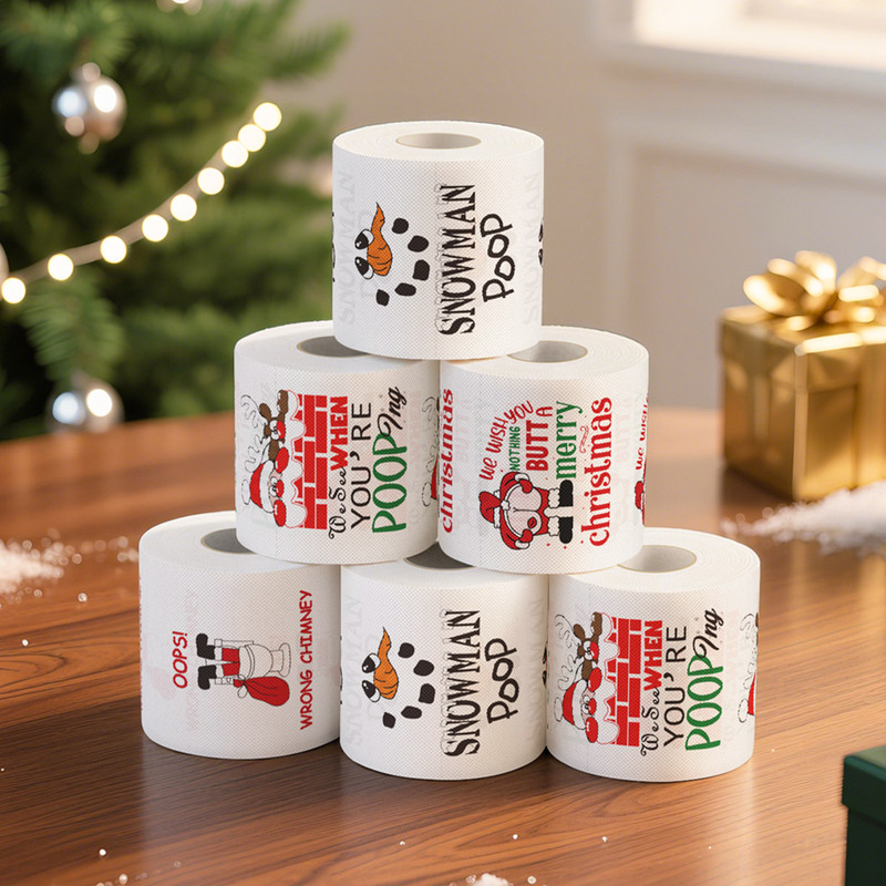 Christmas Toilet Roll Paper, Happy New Year, Xmas Tissue Roll, Christmas Supplies, Napkin Kitchen Tool, Home Decoration