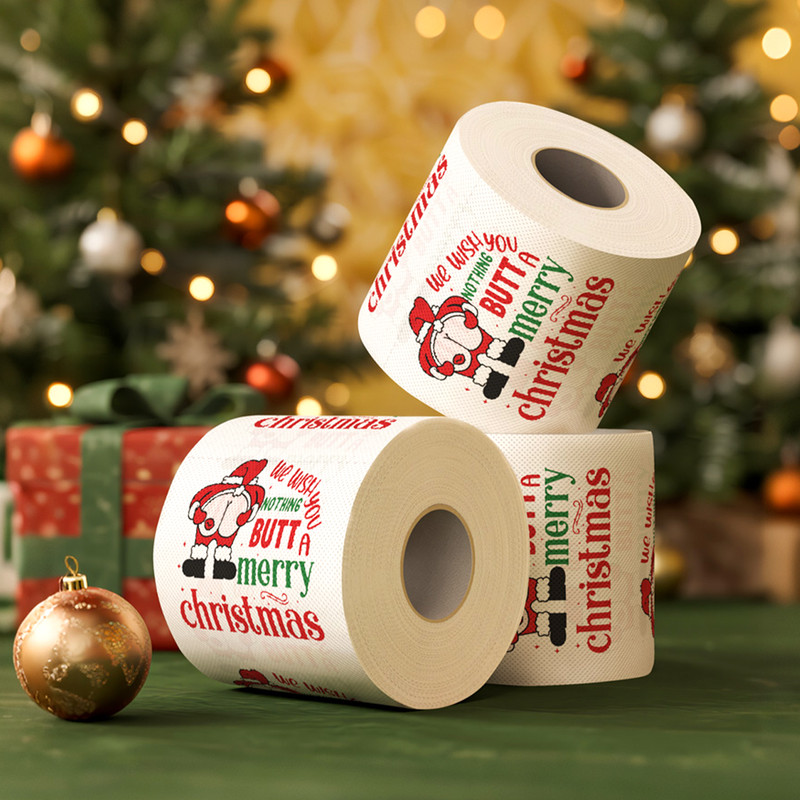 Christmas Toilet Roll Paper, Happy New Year, Xmas Tissue Roll, Christmas Supplies, Napkin Kitchen Tool, Home Decoration