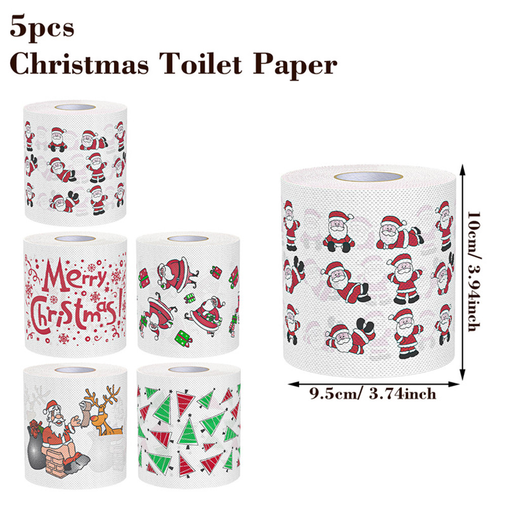 Christmas Toilet Roll Paper, Happy New Year, Xmas Tissue Roll, Christmas Supplies, Napkin Kitchen Tool, Home Decoration