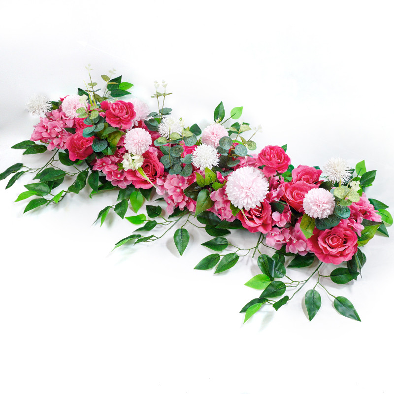 Luxury White Rose Backdrop Artificial Flower Party Stage Floral Wall Arches Decor Row Wedding Table 2