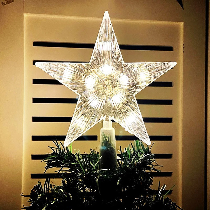 Christmas Tree Decoration, LED Glowing Top Star Light, Xmas Tree Lamp for Home Party Supplies Navidad