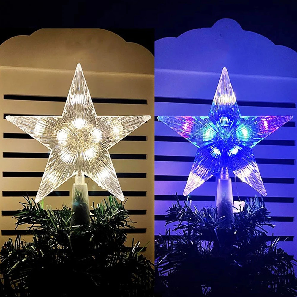 Christmas Tree Decoration, LED Glowing Top Star Light, Xmas Tree Lamp for Home Party Supplies Navidad