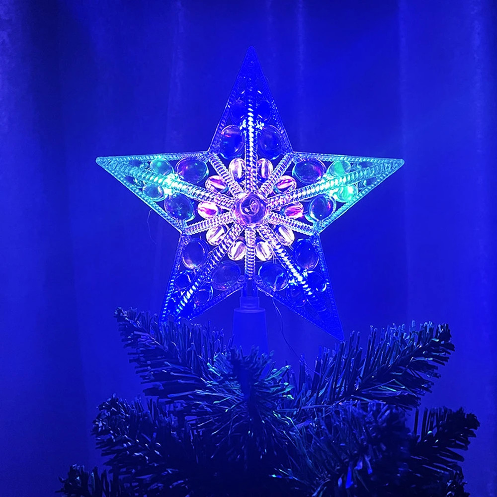 Christmas Tree Decoration, LED Glowing Top Star Light, Xmas Tree Lamp for Home Party Supplies Navidad
