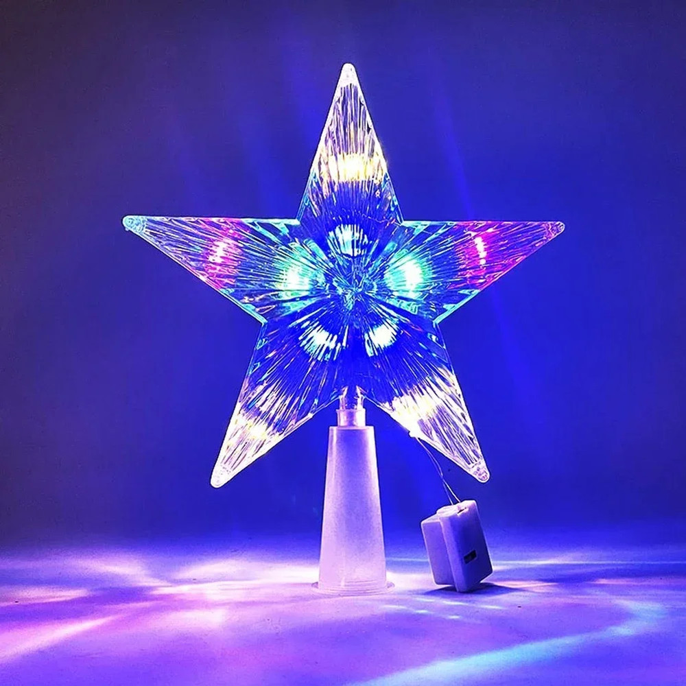 Christmas Tree Decoration, LED Glowing Top Star Light, Xmas Tree Lamp for Home Party Supplies Navidad