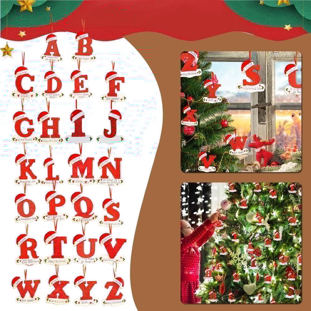 Christmas Tree Decoration Letter Pendant DIY Xmas Holiday Acrylic Ornament For Home Decor 30