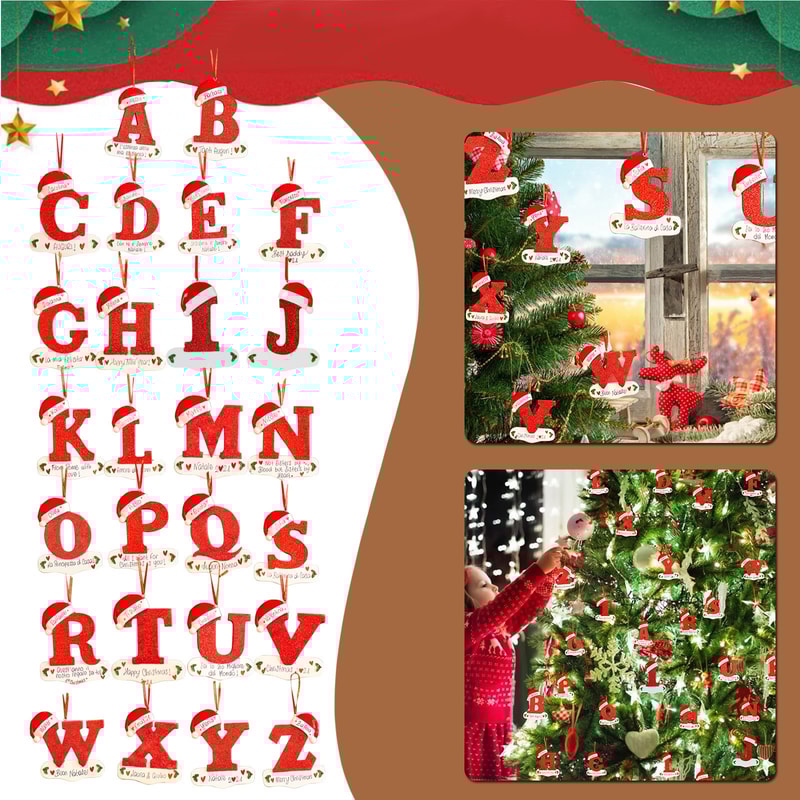 Christmas Tree Decoration Letter Pendant DIY Xmas Holiday Acrylic Ornament For Home Decor 30