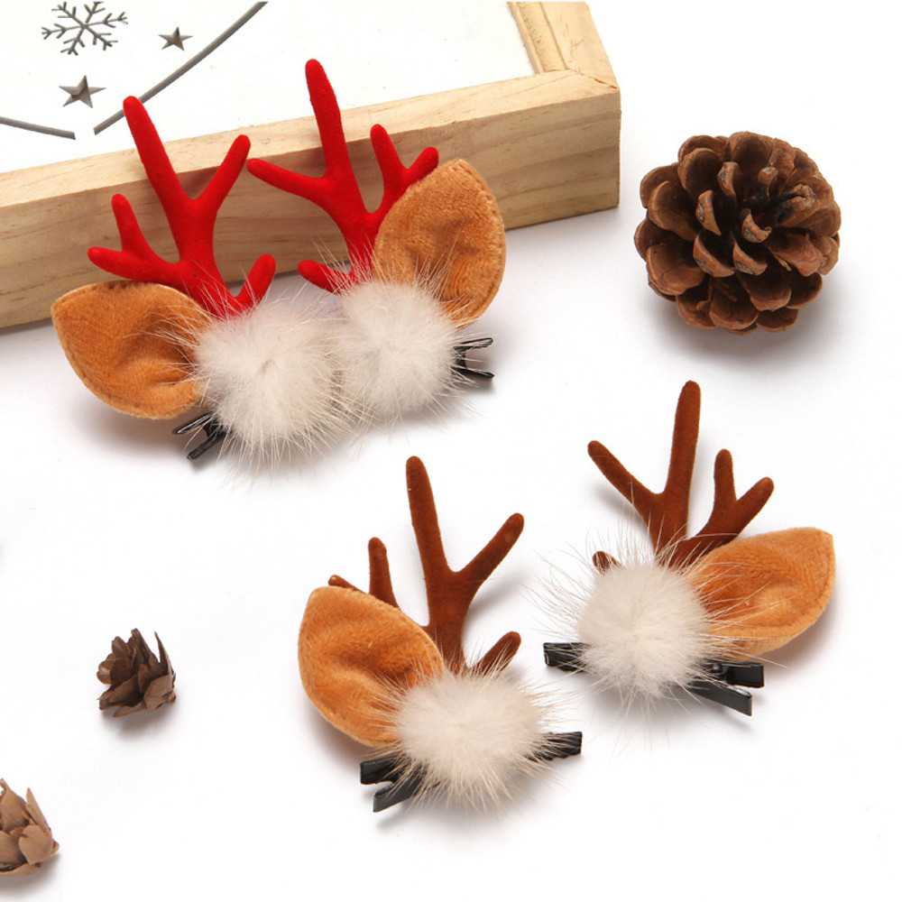 Kawaii Christmas Ear Hair Clip Santa Snowman Xmas Party Barrettes For Kids Cosplay Headwear 3