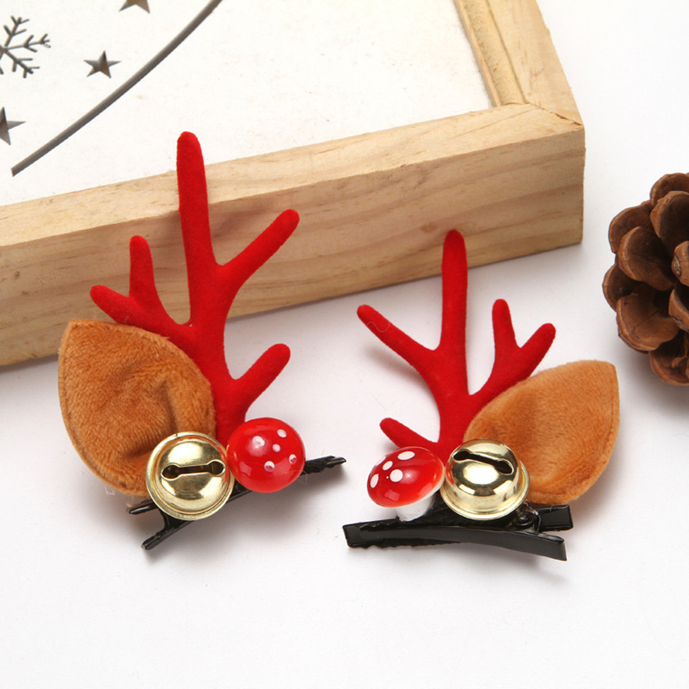 Kawaii Christmas Ear Hair Clip Santa Snowman Xmas Party Barrettes For Kids Cosplay Headwear 21