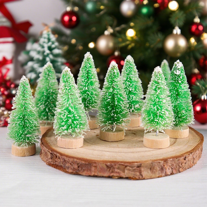 Mini Wooden Christmas Tree, Artificial Tabletop Xmas Tree for Decorations
