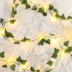 flower green leaf string lights, artificial ivy vine fairy light for wedding party and christmas decoration