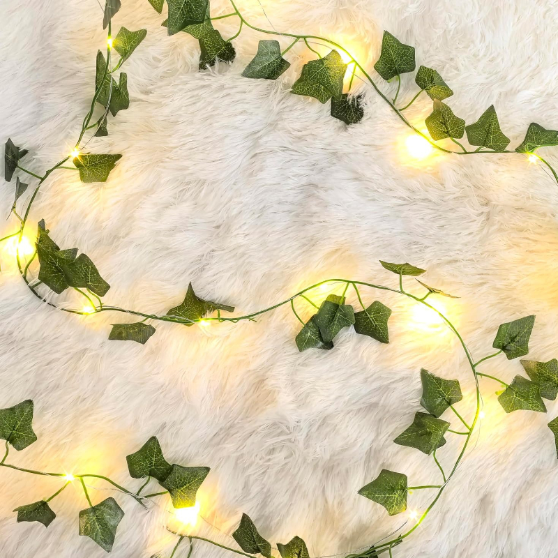 Flower Green Leaf String Lights, Artificial Ivy Vine Fairy Light for Wedding Party and Christmas Decoration