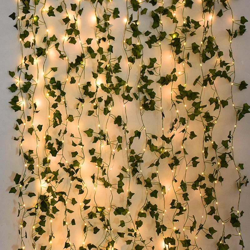 Flower Green Leaf String Lights, Artificial Ivy Vine Fairy Light for Wedding Party and Christmas Decoration