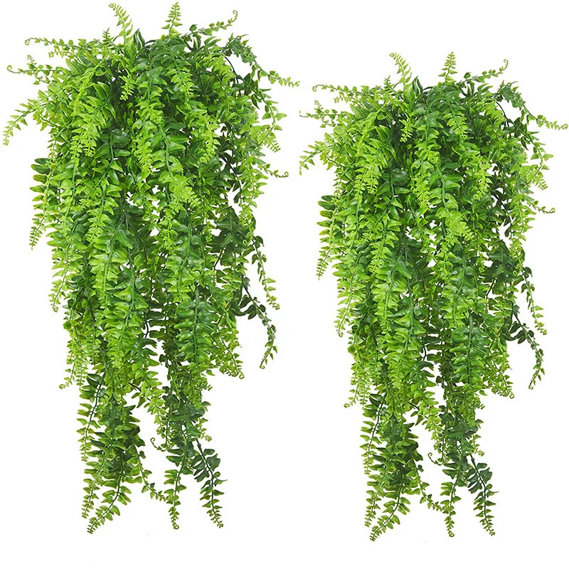 Artificial Plant Vine, Hanging Plastic Leaf Grass Garland Home Decoration Outdoor, Wedding Party Decorations Fake Rattan