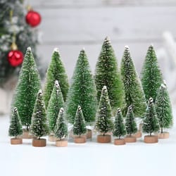 artificial mini wooden christmas tree blue green white gold tower pine small sisal tabletop ornament decor