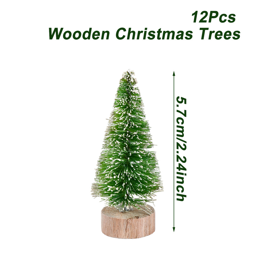 Artificial Mini Wooden Christmas Tree Blue Green White Gold Tower Pine Small Sisal Tabletop Ornament Decor