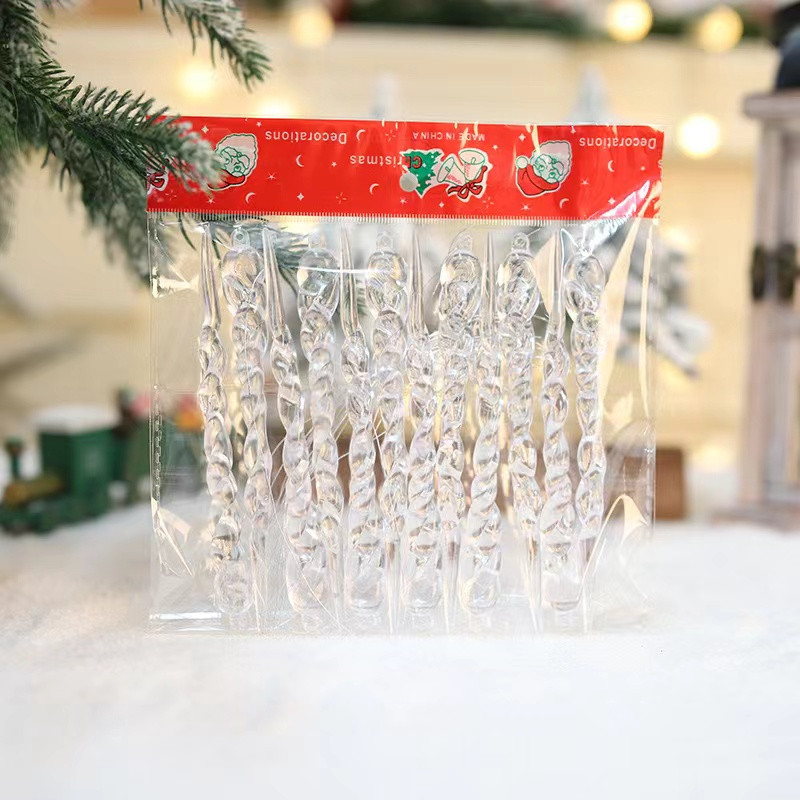 Crystal Clear Christmas Tree Ornaments Icicle Decorations For Holiday And Winter Party Decor 5