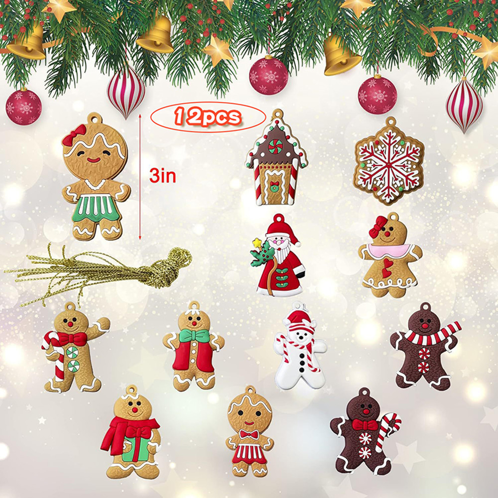 Wooden Gingerbread Man Xmas Tree Hanging Ornaments, Christmas Decor for Home Party New Year Gifts