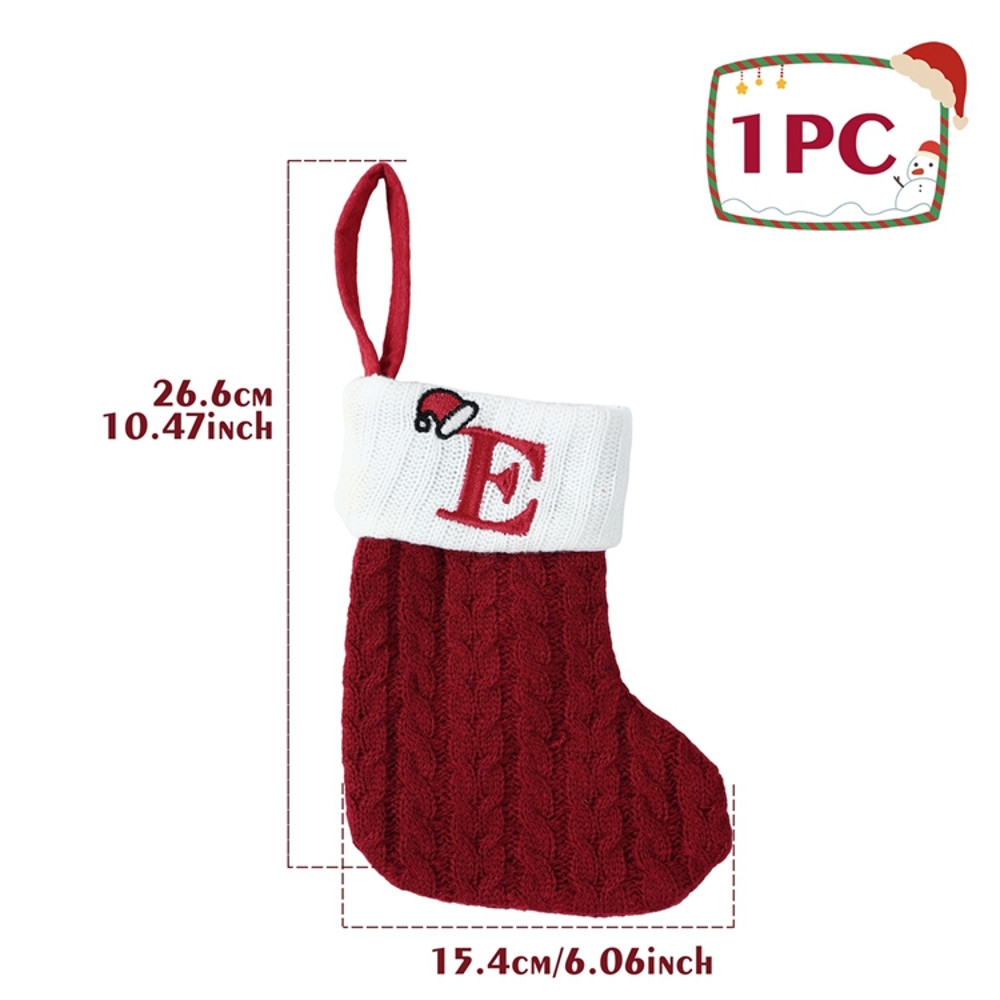 Christmas Alphabet Knitting Socks for Christmas Tree Ornaments, Decorations for Home Noel New Year Xmas Gift