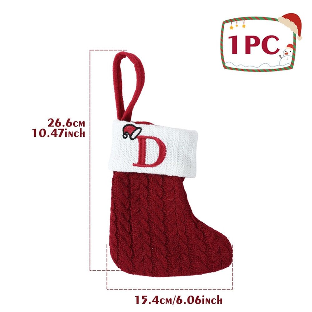 Christmas Alphabet Knitting Socks for Christmas Tree Ornaments, Decorations for Home Noel New Year Xmas Gift