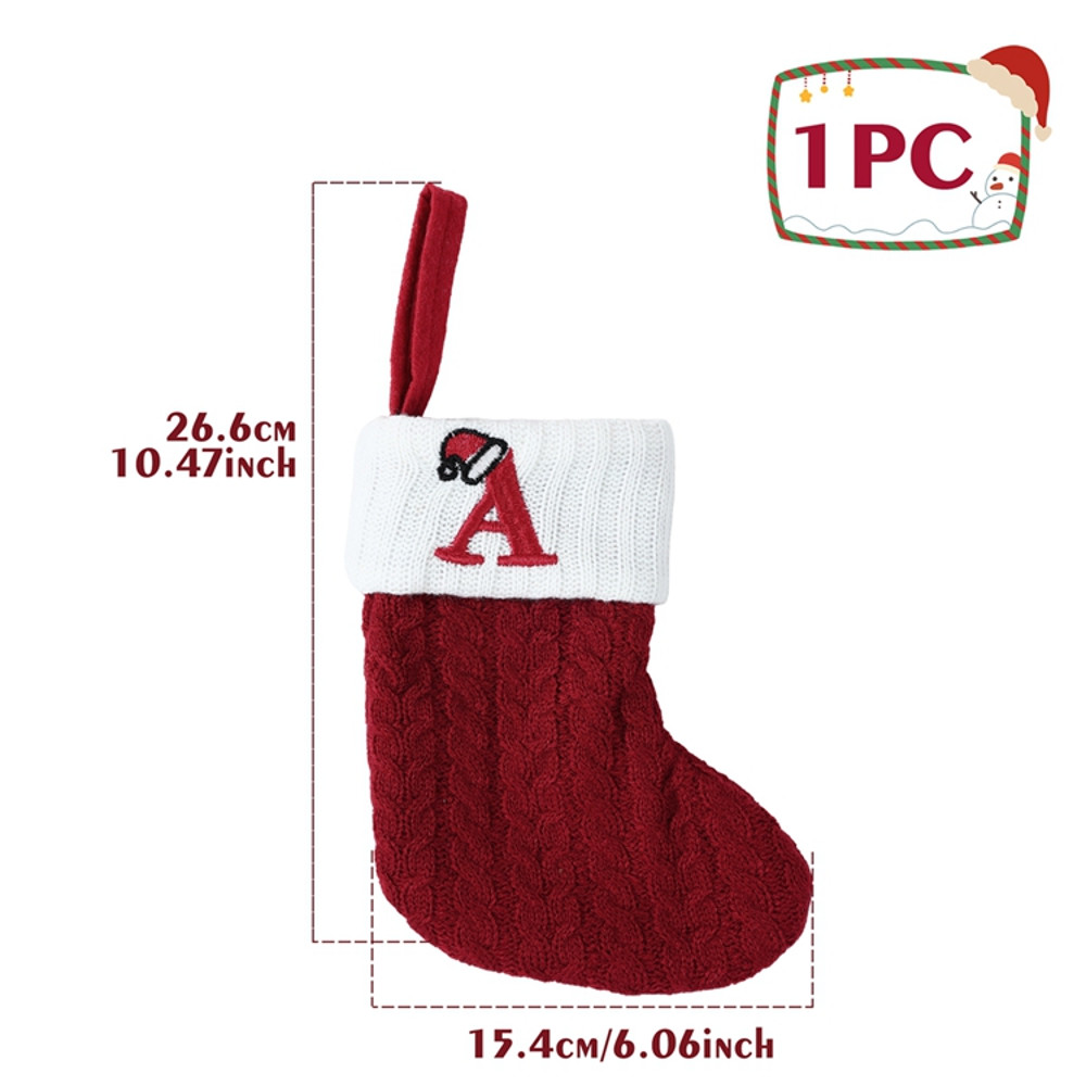 Christmas Alphabet Knitting Socks for Christmas Tree Ornaments, Decorations for Home Noel New Year Xmas Gift