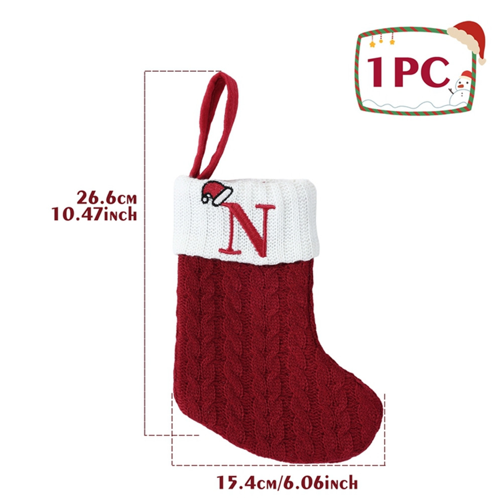 Christmas Alphabet Knitting Socks for Christmas Tree Ornaments, Decorations for Home Noel New Year Xmas Gift