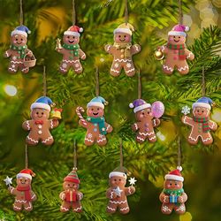 christmas gingerbread man ornaments, wooden hanging pendants for xmas tree, kids home decoration, new year party gift