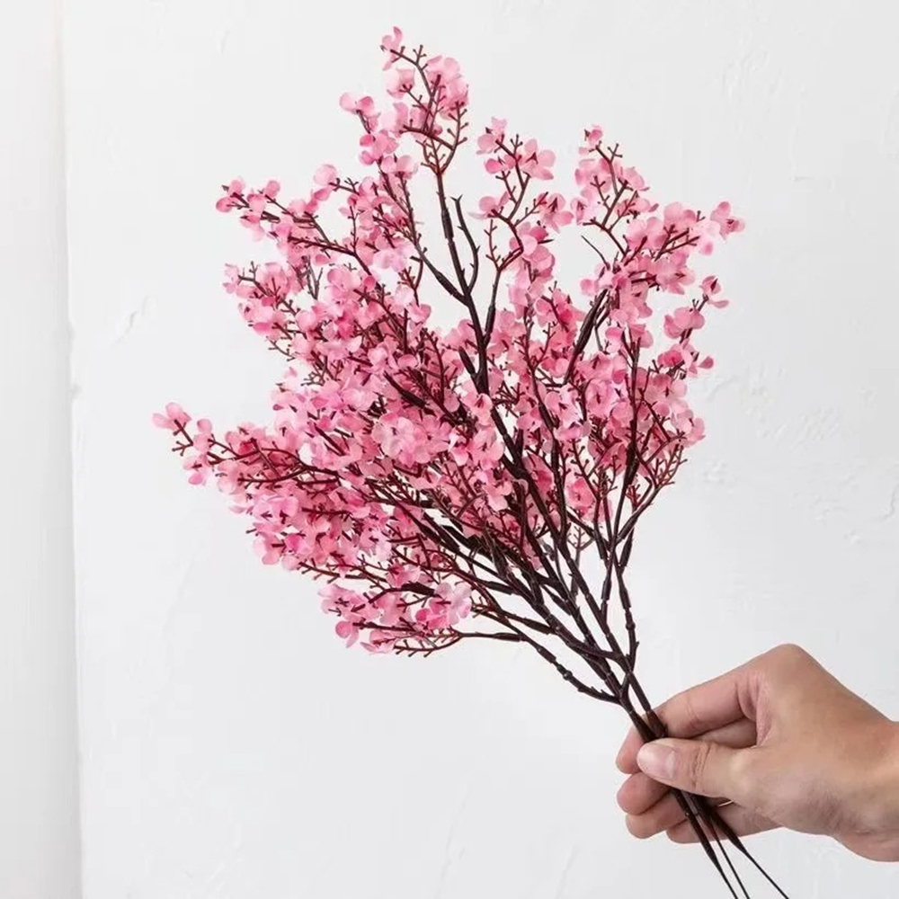 Artificial Sakura Flower Silk Petal, New Year Front Door Decoration Hanging Bow, Imitation Linen Ribbon Big Bow Material