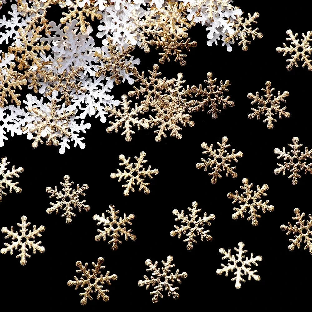 Christmas Snowflakes Confetti Ornaments, Winter Party Cake Decor Decorations for Home Xmas Tree Supplies